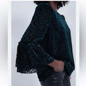 Tuckernuck Black Flock Dot Velvet Luciela Blouse